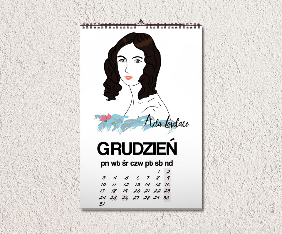 lovelace kalendarz - Feministyczny kalendarz na grudzień. Ada Lovelace
